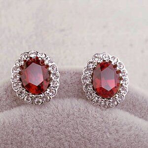 Elegant Oval Halo Shaped Stud Earrings with AAAAA Australian Crystal for Women